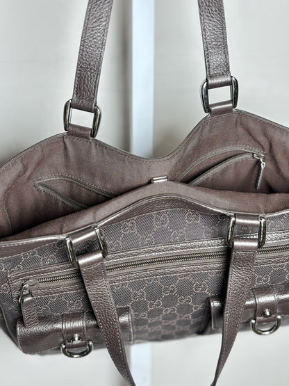 Women's Gucci GG Pocket Monogram Vintage Nylon, Leather Pre-owned Tote