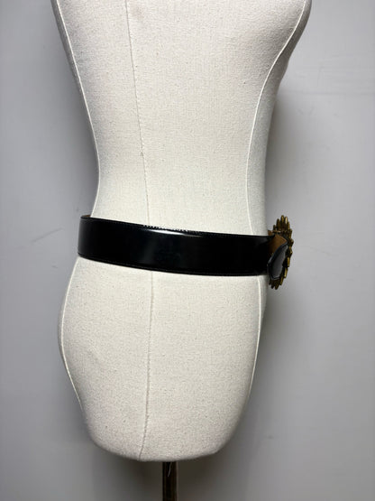 Women Size 44 (US 10) Moschino Black Patent Leather Vintage Pre-Owned Belt