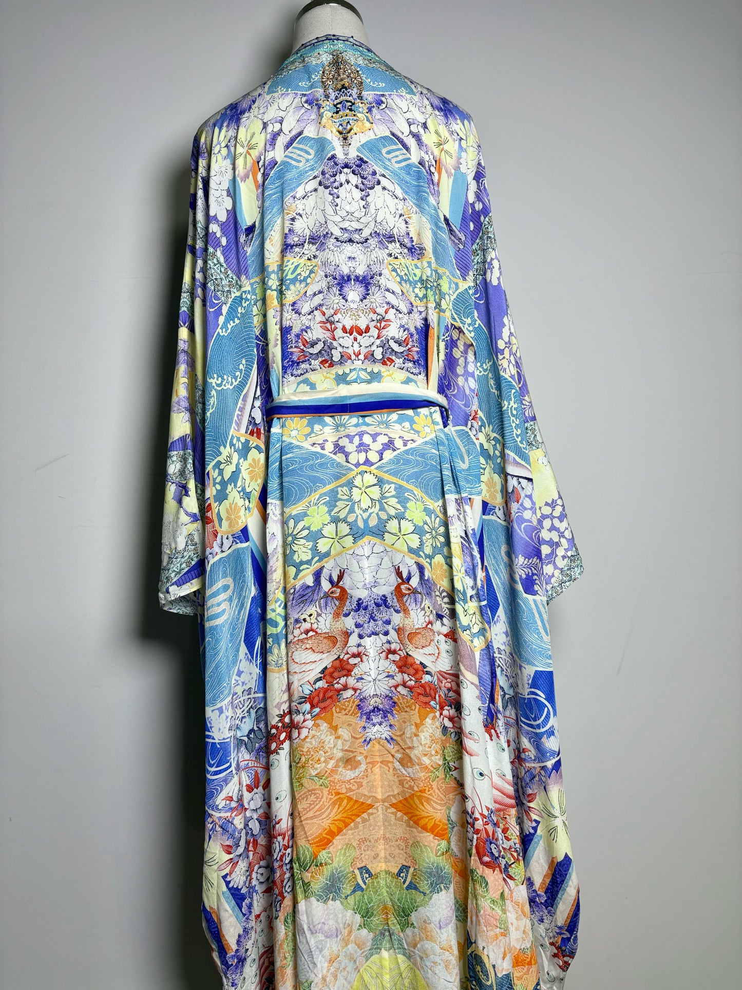 Women Size OS Camilla Floral Print Crystal Beads Silk Kaftan Pre-owned Dress
