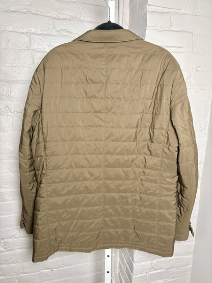Corneliani Olive Green Nylon Men's Quilted Nylon XL Coat