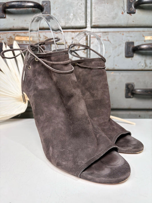 W Shoe Size 39 (8.5 US) Aquazzura Olive Green Leather Suede Heels