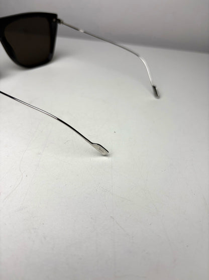 Saint Laurent Women's Pre-owned Black Acetate, Titanium Sunglasses