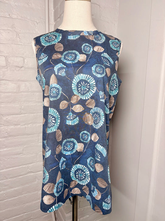 Women Size M Max Mara Blue Geometric Cotton Shirt
