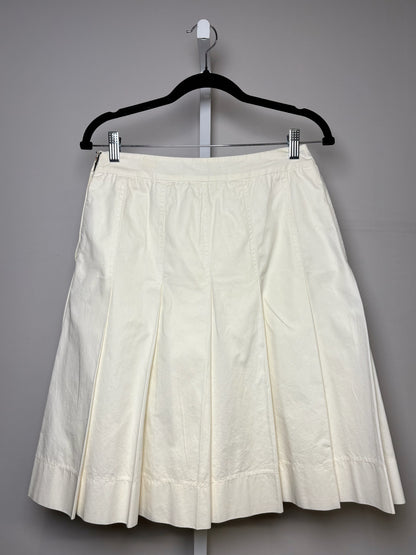 Women Size 42 ( 6 US) Prada White Pleated Pure Cotton Pre-owned Skirt