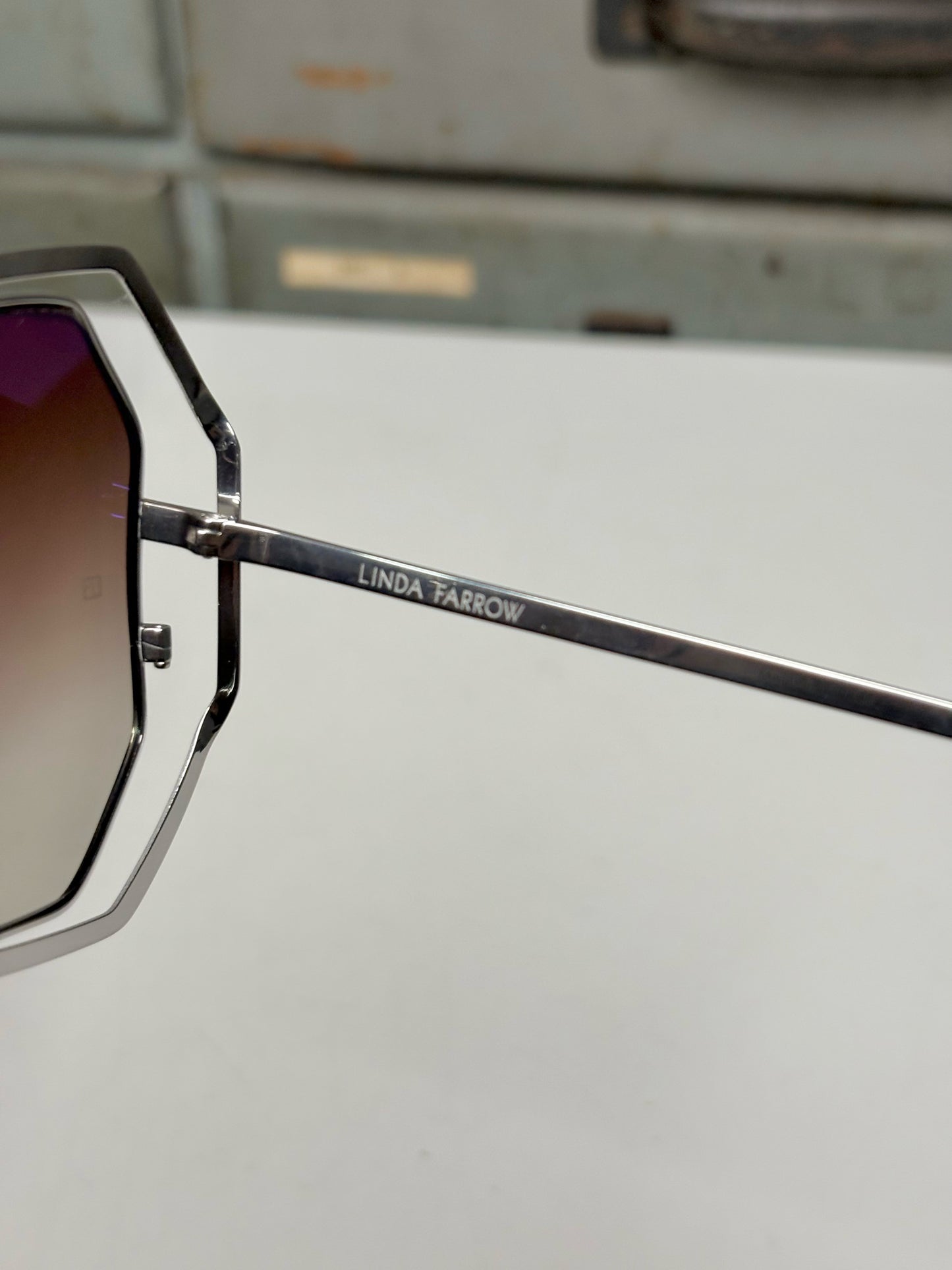 18k White Gold-Plated Linda Farrow White Gold Sunglasses