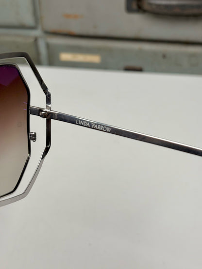 18k White Gold-Plated Linda Farrow White Gold Sunglasses