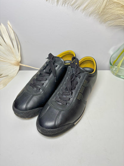 Salvatore Ferragamo Black Leather Solid Size 10 Men's Shoes
