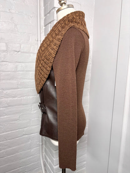 Women Size S Renzo Costa Brown Knitted Merino, Alpaca Jacket