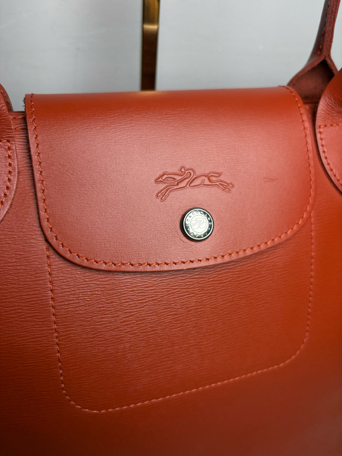 Women's Longchamp Le Pliage Xtra Burnt Orange Leather Pre-Owned Shoulder Tote Bag