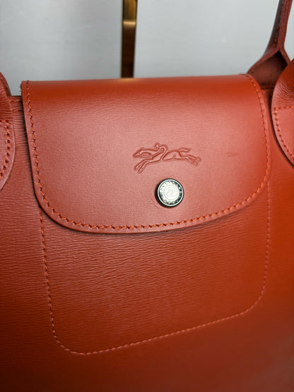 Women's Longchamp Le Pliage Xtra Burnt Orange Leather Pre-Owned Shoulder Tote Bag