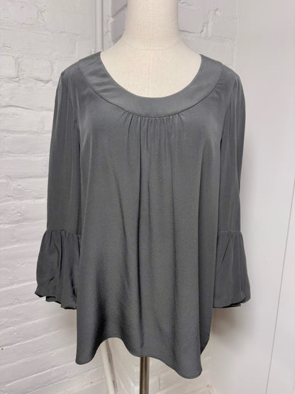 Women Size 6 Tibi Black Solid Silk Blouse
