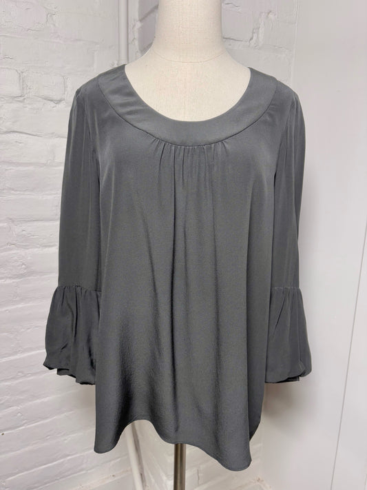 Women Size 6 Tibi Black Solid Silk Blouse