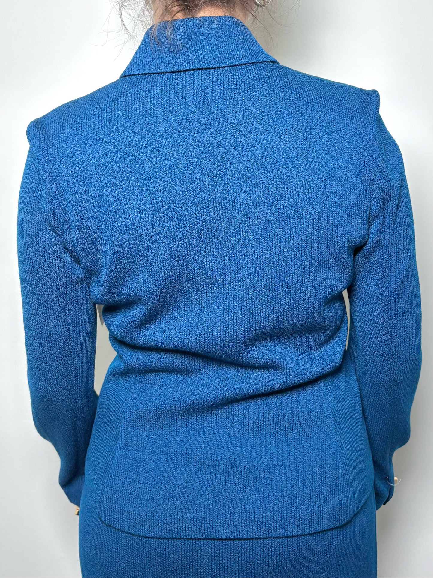 Women Size 6 St. John Teal Knitted Blazer