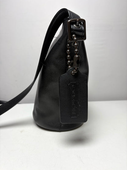Women's Coach Bleecker Sport Mini Black Leather Vintage Pre-Owned Crossbody Bucket Bag