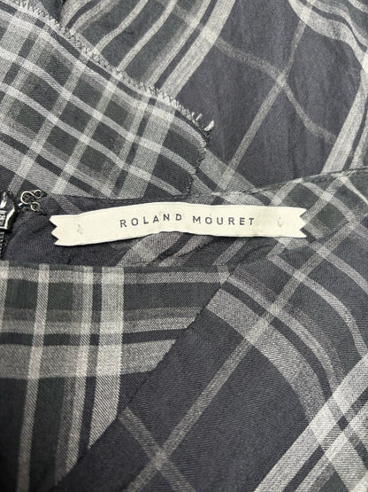 Women Size 4 Roland Mouret Black & Gray Plaid Pre-Owned High-Waist Midi Skirt