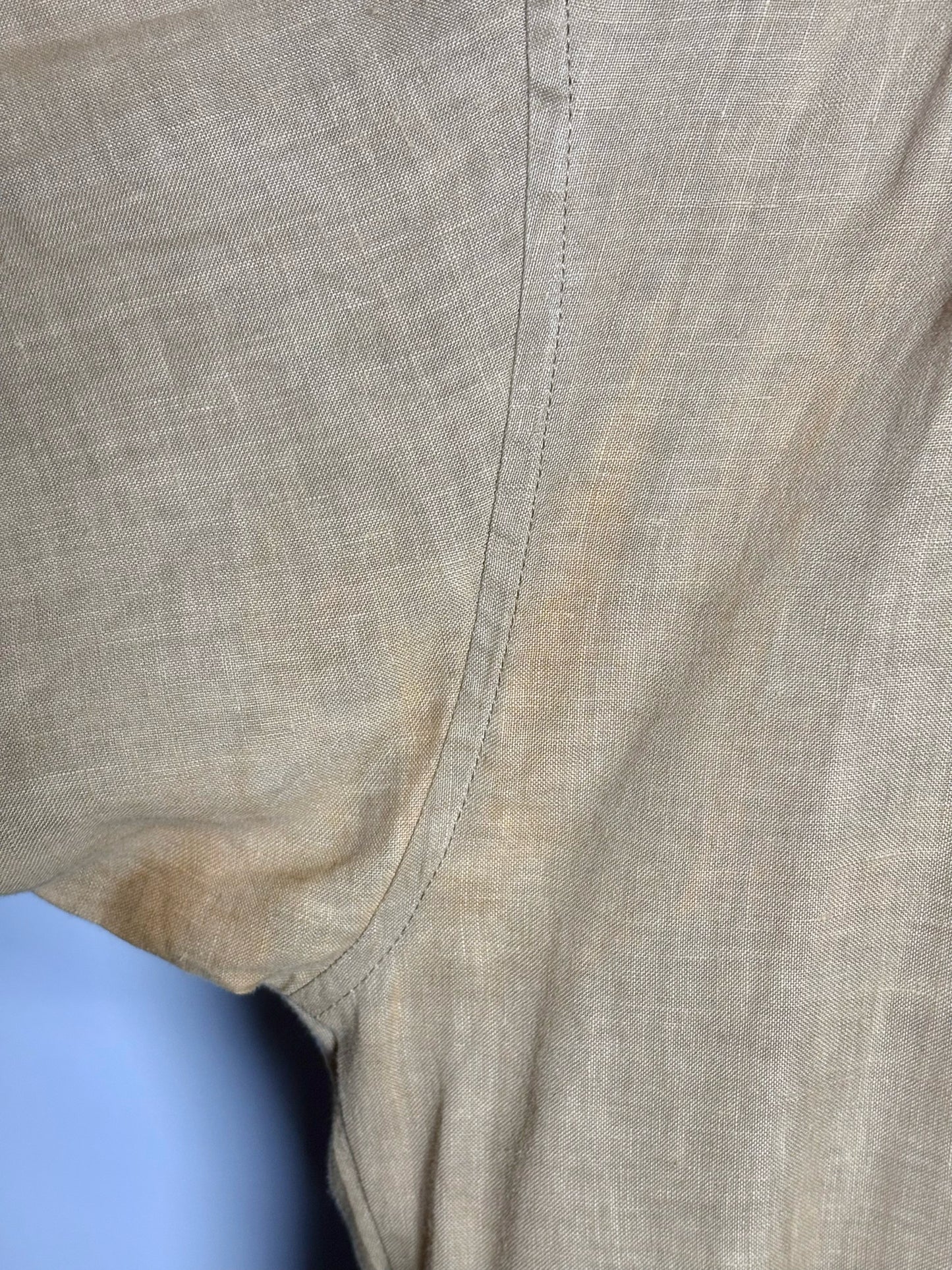 Byblos Tan Linen Blend Solid Men's Vintage Shirt
