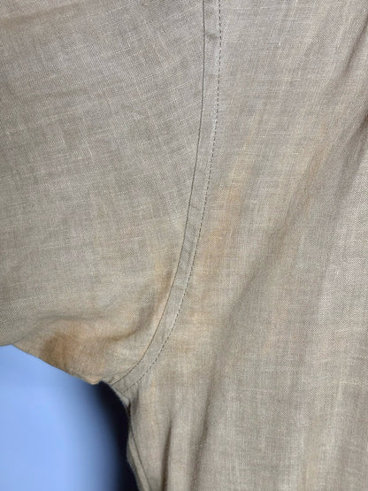 Byblos Tan Linen Blend Solid Men's Vintage Shirt