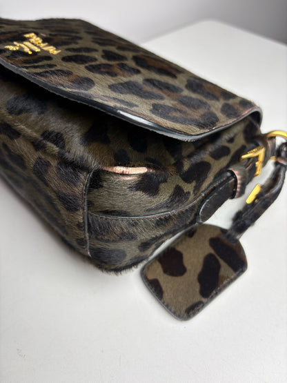 Women's Authentic Prada Cavallino Leopard Calf Hair Vintage Authentic Pre-Owned Crossbody Bag