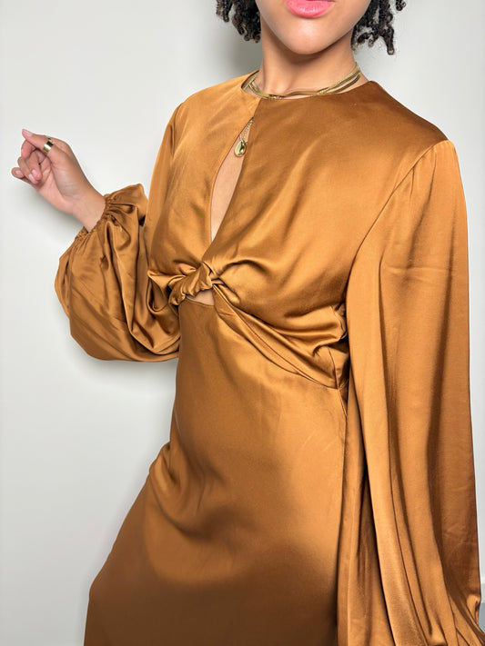 Women Size 8 Significant Other Brown Solid Viscose NWT Dress