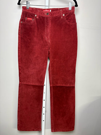 Women Size 28 Element Suede Red Solid Pants