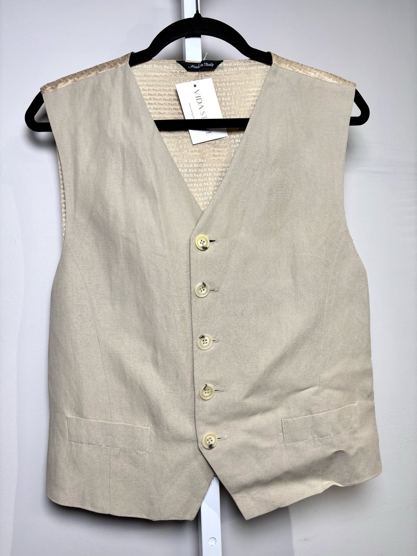 Dolce & Gabbana Beige Viscose,Linen,cotton,acetate Solid Men's 36 Suit