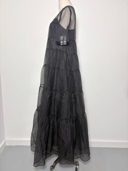 Women Size M Staud Black Organza Pre-owned Dress