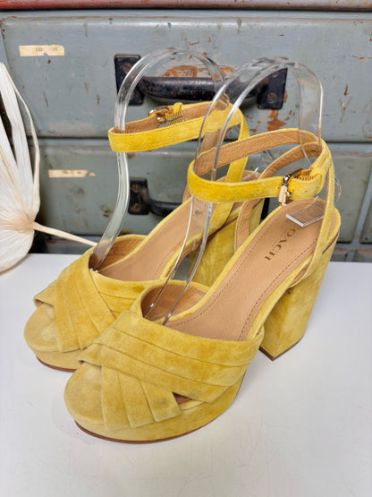 W Shoe Size 6 Coach Yellow Suede Heels