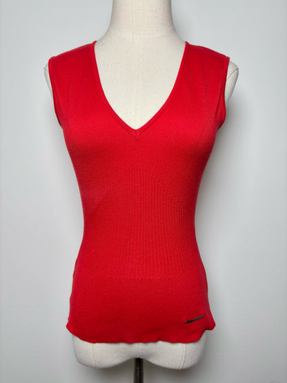 Women Size 44 (10, US) Valentino Red Solid Cotton, Acrylic Sweater