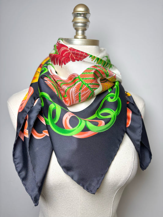 Celine Tassels Silk Silk 85 cm (35" x 35") Square Scarf