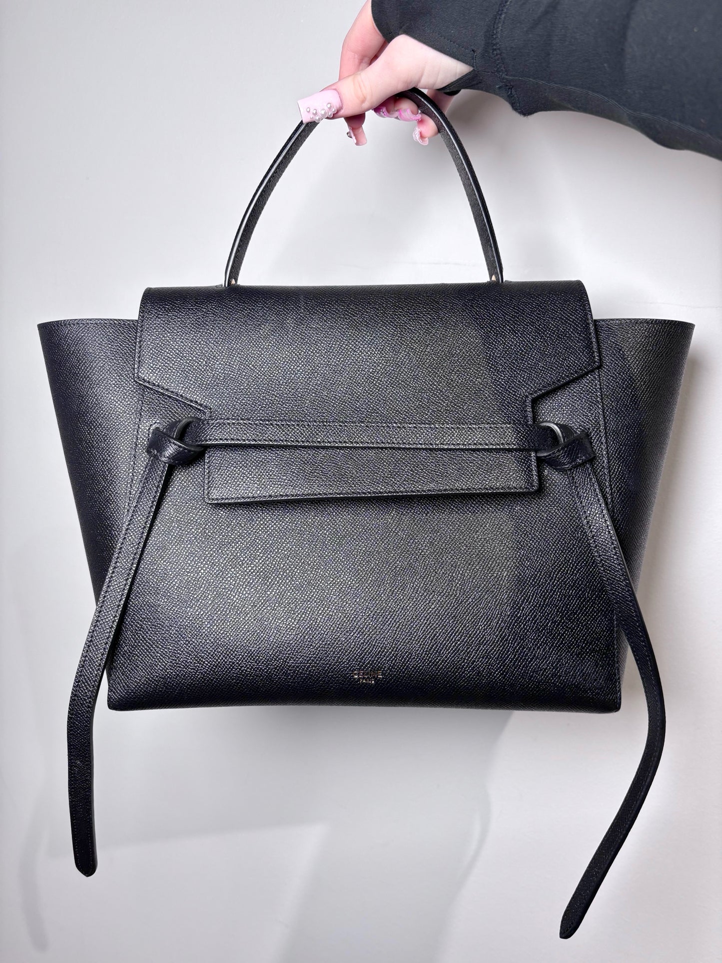 Celine Grained Leather Pre-owned Black Medium Purse