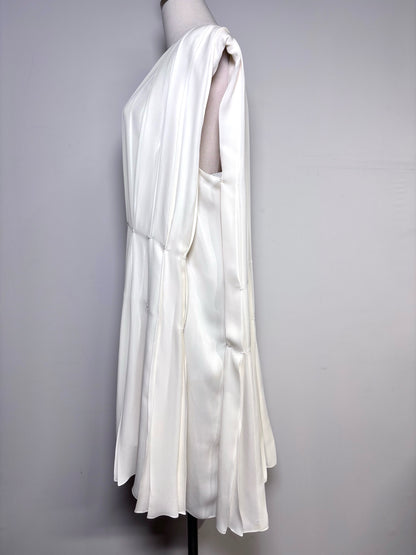 Women Size 8 Khaite Eggshell Blaz Pleated Silk Tent Dress