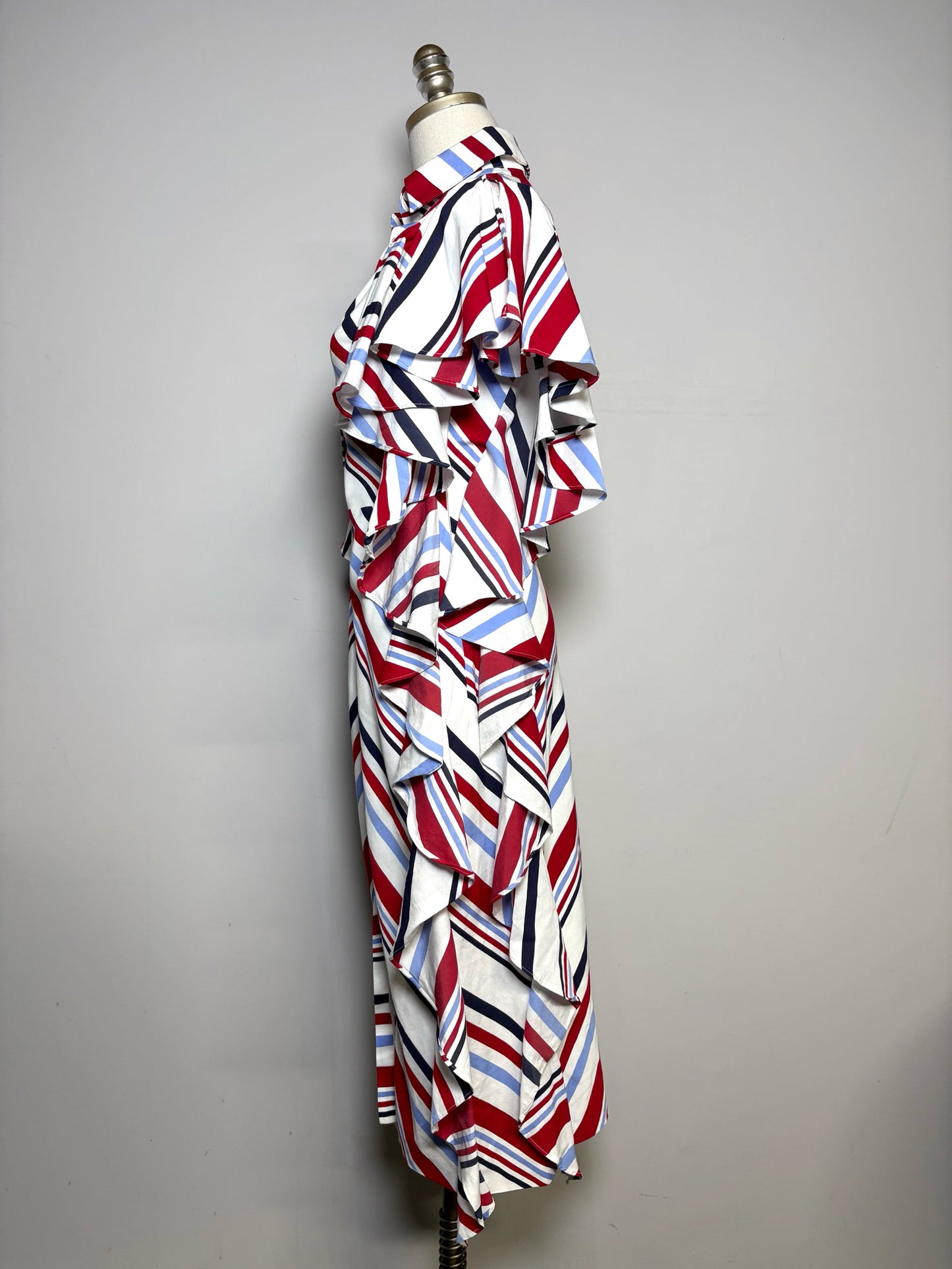 Women Size 38 (2 - 4 US) Stella Jean Red, White, Blue Striped Pre-owned Dress