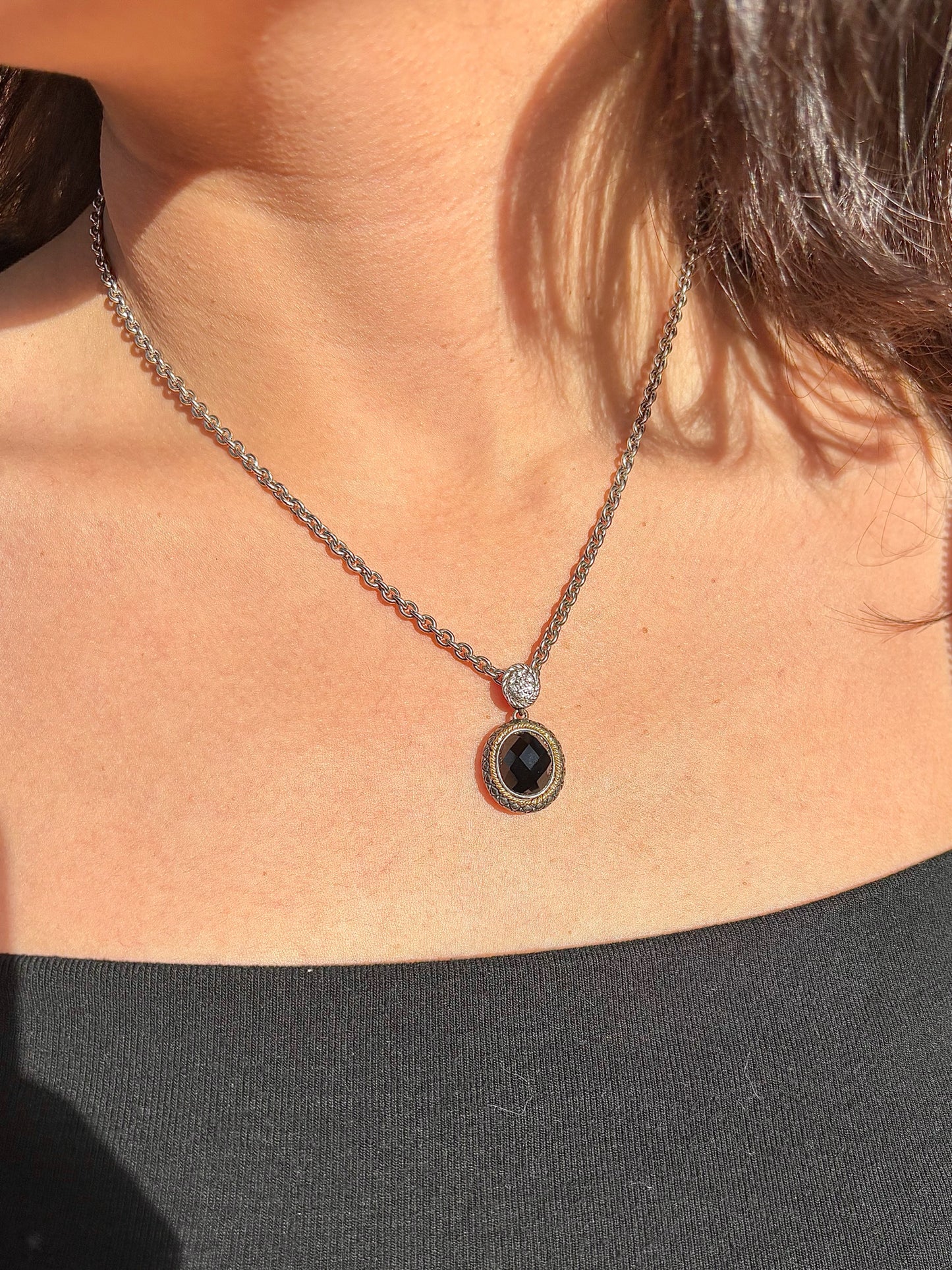Andrea Candela Onyx 18K Gold, 925 Sterling Silver Necklace