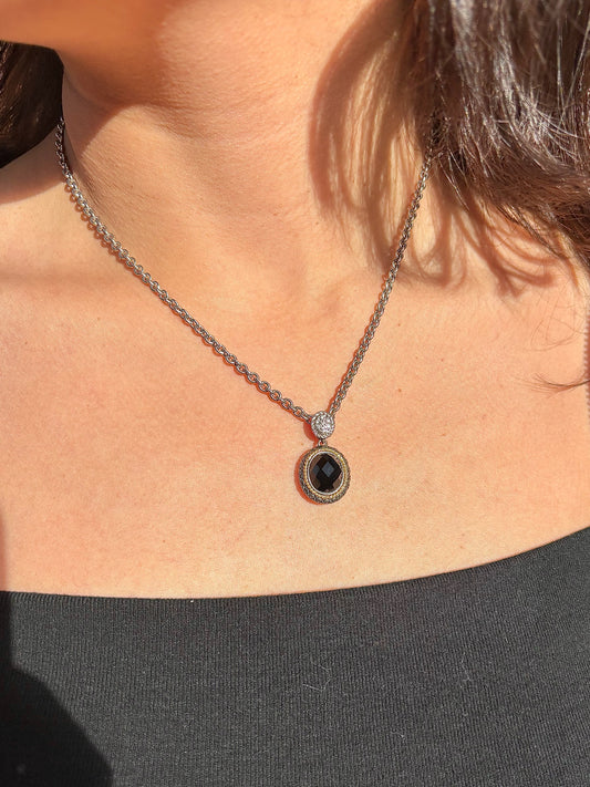 Andrea Candela Onyx 18K Gold, 925 Sterling Silver Necklace