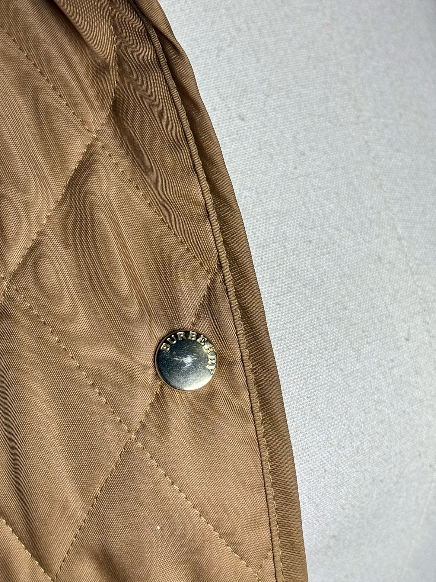 Pre-Owned Burberry Caramel Brown Quilted Women's Polyester Jacket Size L