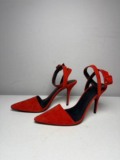 Women's Shoe Size 37.5 Alexander Wang Lovisa Red Suede Pre-Owned Pointed Toe Heels