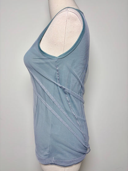 Women Size 38 (2 US) Barbara Bui Blue Mesh Overlay Muscle/Sleeveless Shirt