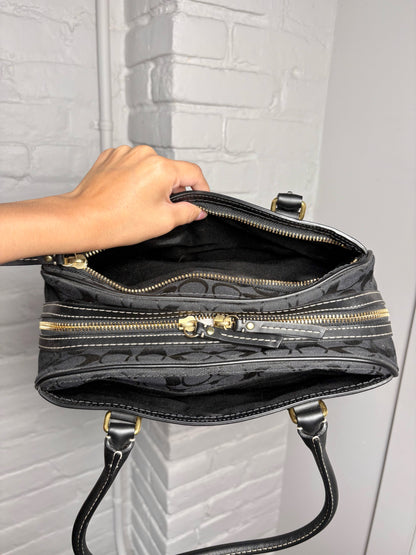 Coach Monogram Canvas, Leather Signature Black Purse