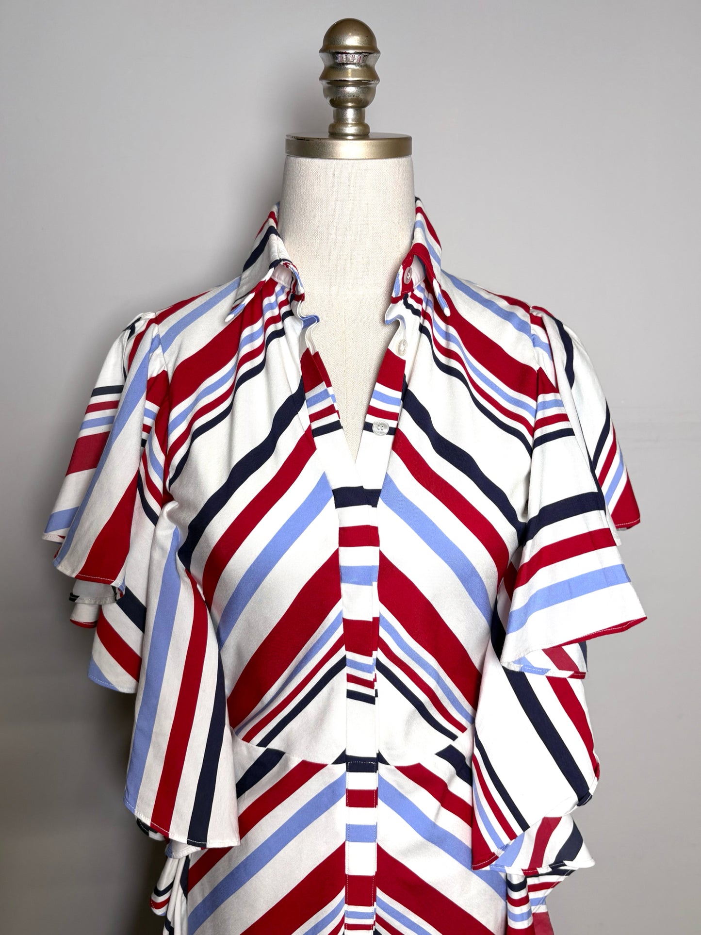 Women Size 38 (2 - 4 US) Stella Jean Red, White, Blue Striped Pre-owned Dress
