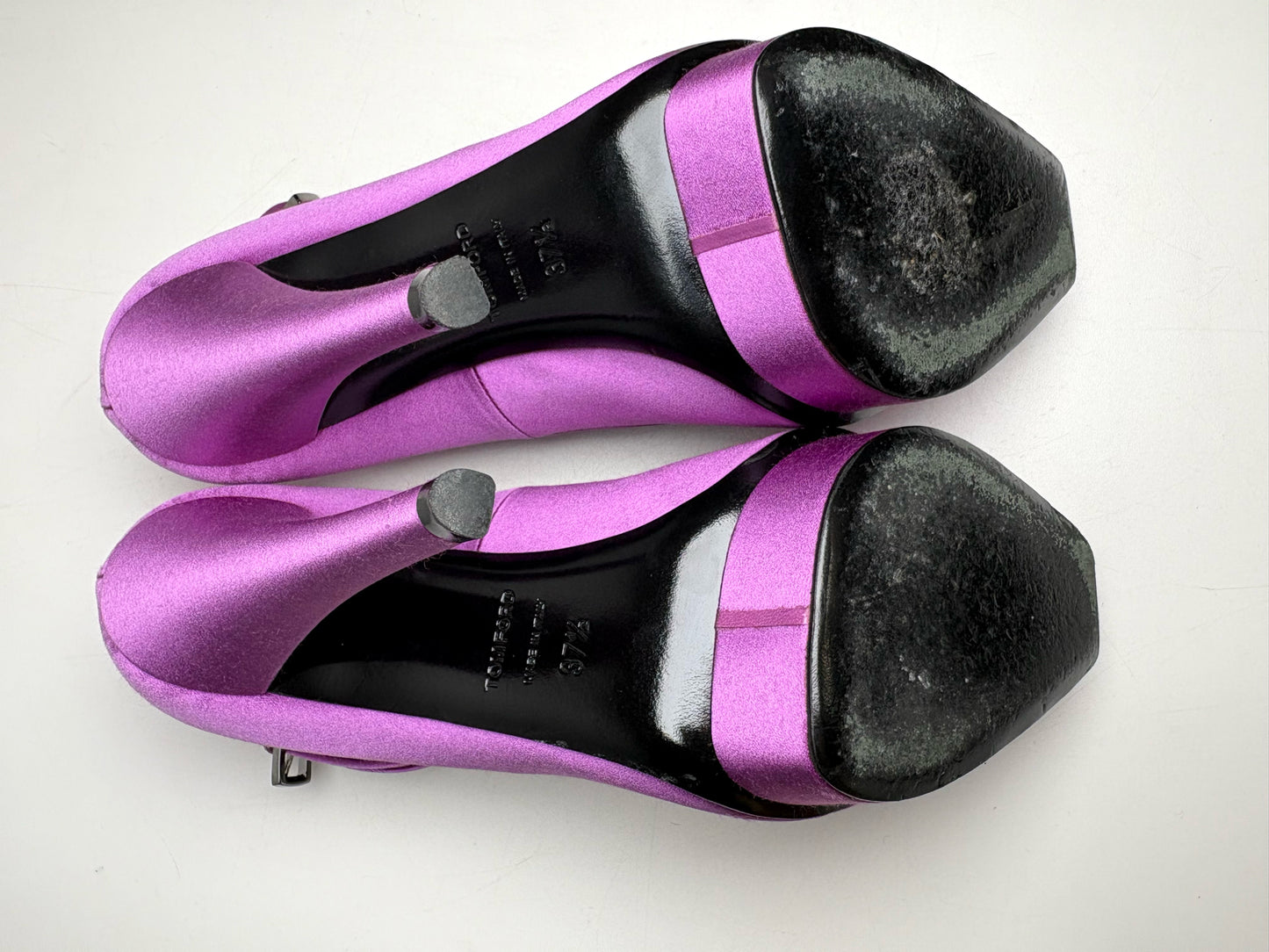 W Shoe Size 37.5 (7.5) Tom Ford Purple Satin Platform Pre-owned Heels