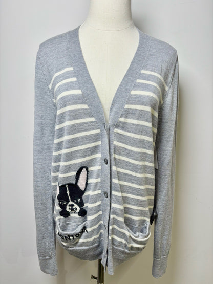 Women Size M Kate Spade Gray Stripe Wool Sweater