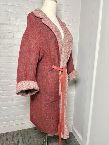 Women Size 48 (14 US) Loro Piana Burgundy Boucle Wool, Alpaca Coat