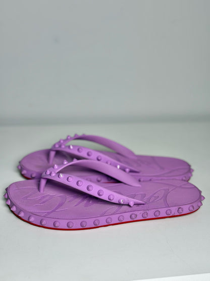 W Size 39 Christian Louboutin Super Flip Purple Rubber Studs Pre-owned