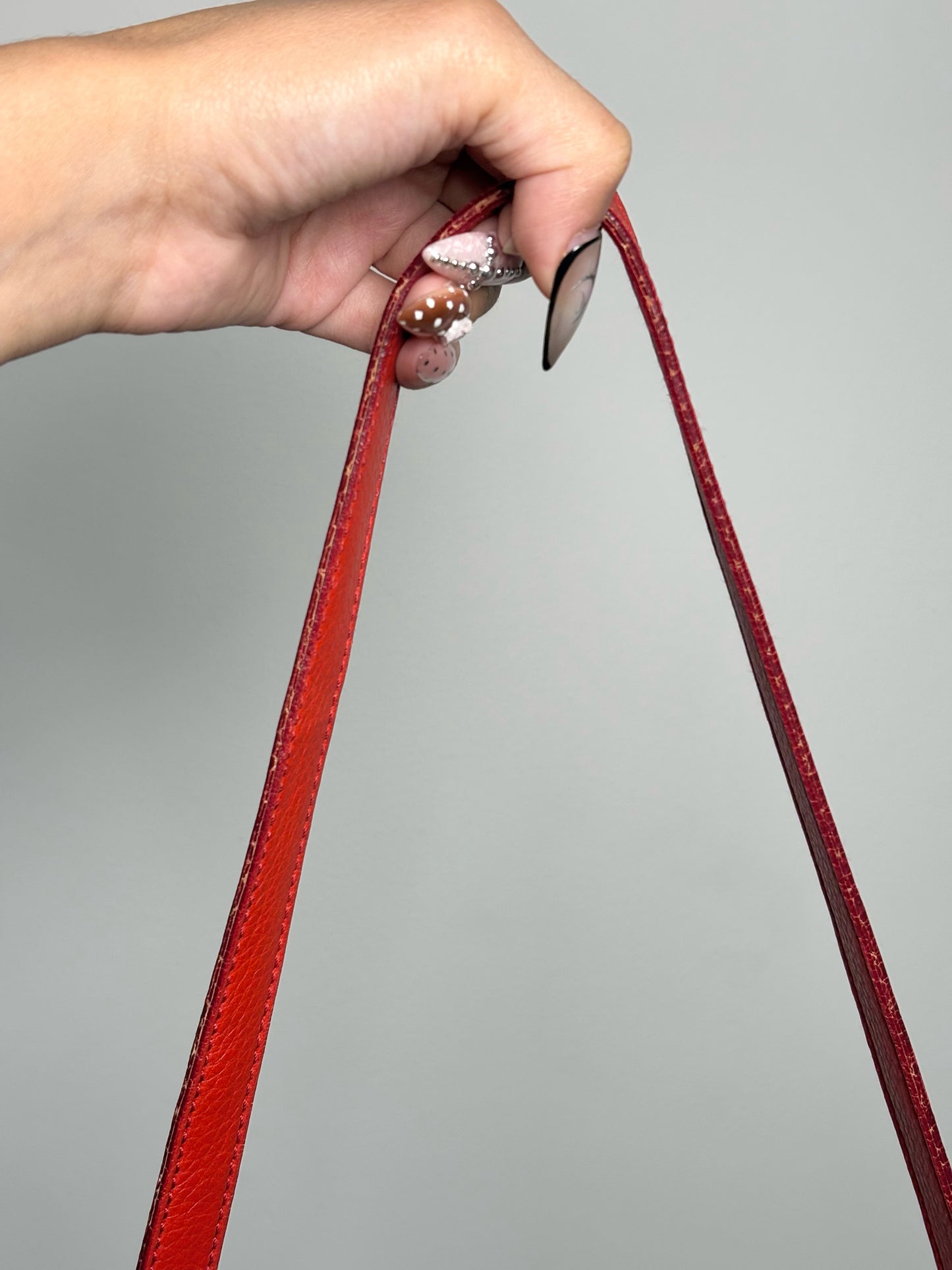 Salvatore Ferragamo Solid Pebble Leather Red Calfskin Medium Purse