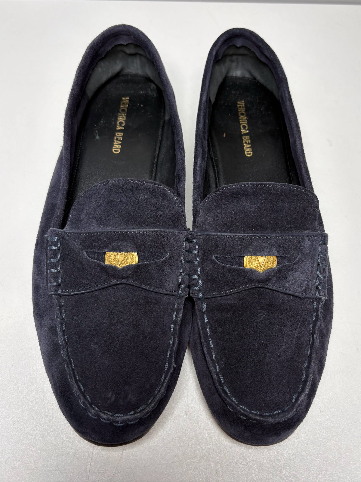 Women's Shoe Size 8.5 Veronica Beard Penny Navy Suede Pre-Owned Loafers