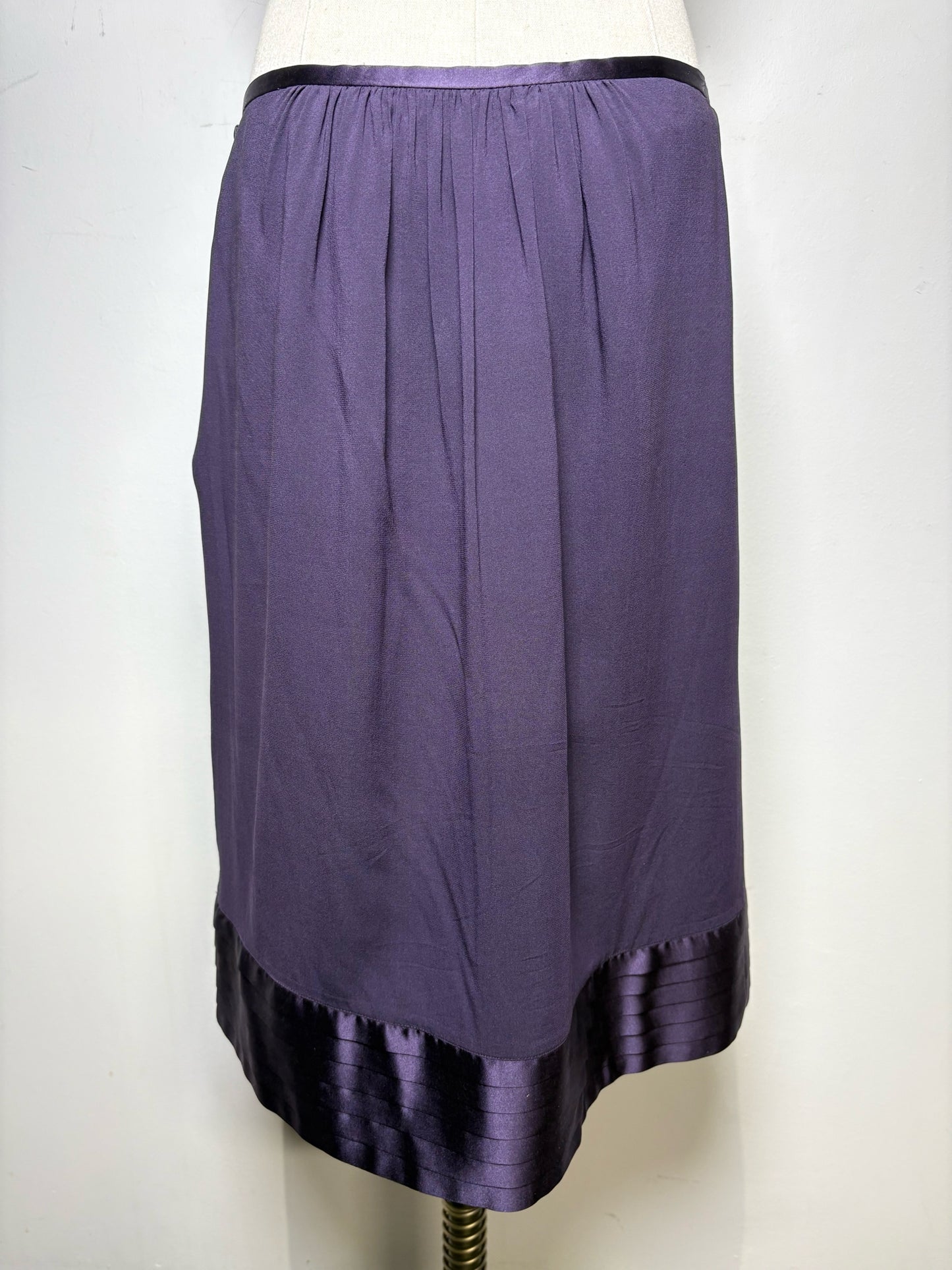 Women Size 6 Burberry Purple Silk Blend Pre-Owned Tiered Skirt
