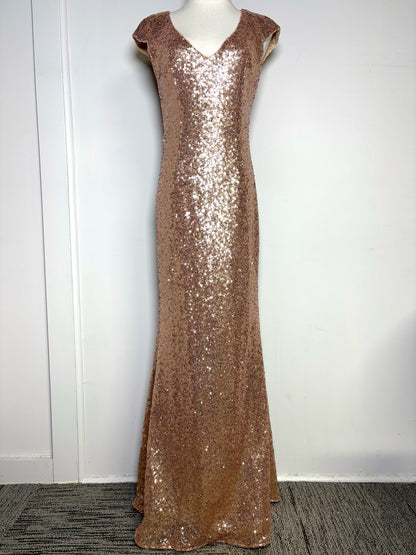 Women Size 6 Theia Rose gold Sequins Gown
