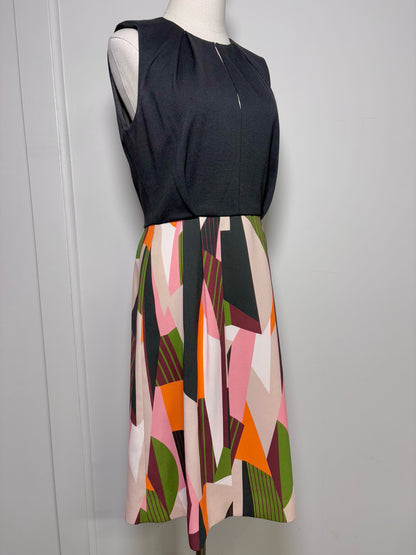 Women Size M Paul Carroll Black w/Geometric Print Dress