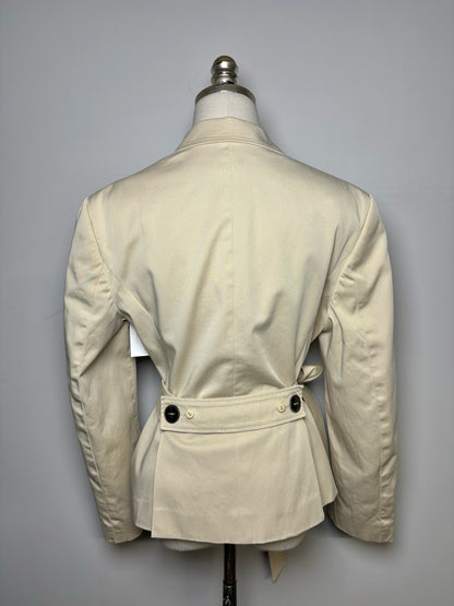 Women's Size 40 Escada Cream Stitching Detail Belted Blzaer Pre-owned
