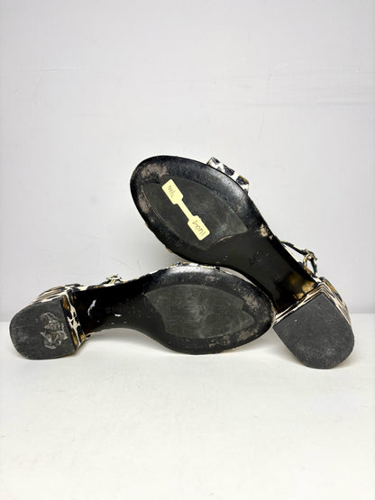 W Shoe Size 38 AGL Leopard Spots Metallic Sandal